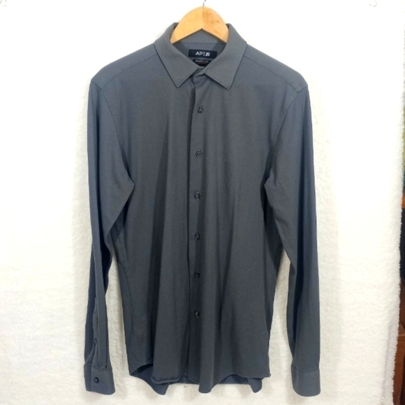 MEN'S Apt. 9® Premier Flex Slim-Fit Dark Gray Button Down Shirt - Picture 1 of 6